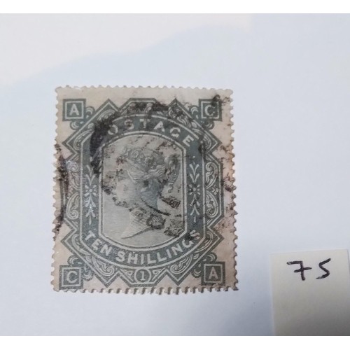 75 - An 1867 10s greenish grey Maltese cross, used, nice light postmark, fresh colour, cat £3,000