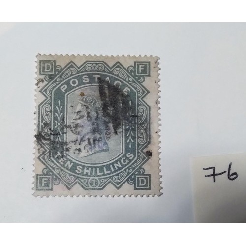 76 - An 1867 10s greenish grey Maltese cross, used, nice light postmark, cat £3,000