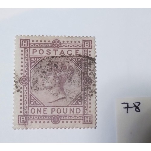 78 - An 1867 £1 brown lilac Maltese cross, used, good fresh colour and nice postmark, cat £3,750