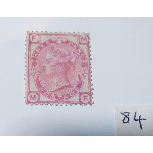 84 - An 1873 3d rose, plate 19, unused, good colour, has crease, cat £450