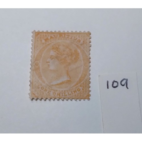 109 - Mauritius, 1863, 1s orange, unused watermark inverted, cat £500