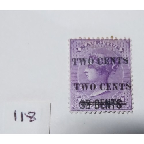 118 - Mauritius, 1891, double overprint, unused pale violet, some gum creasing, cat £800