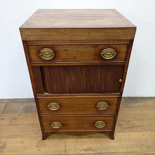 1697 - A 19th century mahogany tambour front night commode, 54 cm wide