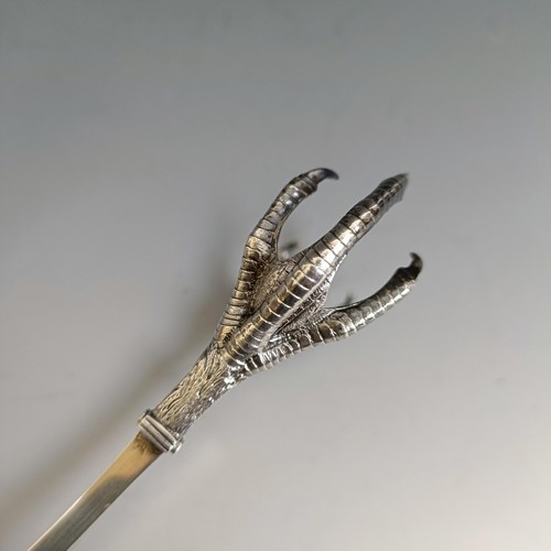 291 - A pair of Victorian silver novelty ice tongs, in the form of bird's talons, Francis Higgins III, Lon... 