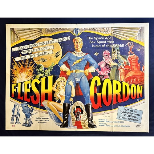 547 - Flesh Gordon, 1978, UK Quad film poster, size 40 x 30 inches and Flesh Gordon II, 1990, UK Quad film... 