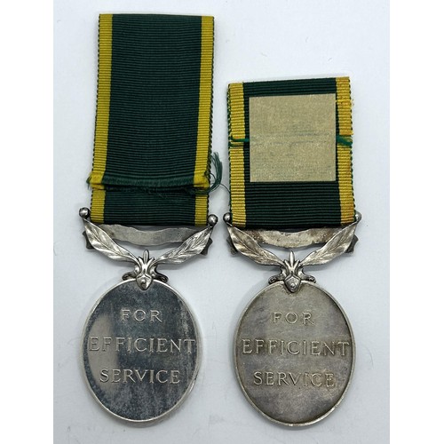 956 - An India Efficiency Medal, awarded to Gnr A Law Ben Arty AFI, and another, awarded to Pte M Paul 2 E... 