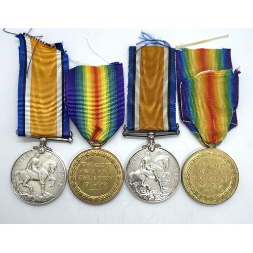 957 - A British War Medal and Victory Medal pair, awarded to 201347 Pte W Woods KOYLI, and another pair, a... 