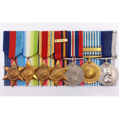 710 - A group of seven medals, awarded to JX 149741 R F Lewington PO HMS Pembroke, comprising a 1939-1945 ... 