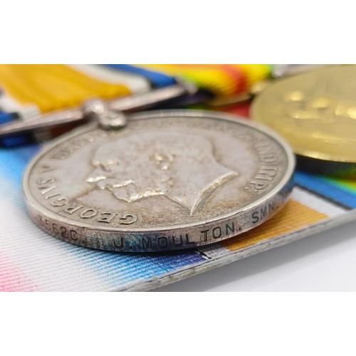 714 - A group of four medals, awarded to C 3562 J Moulton SMN RNR, comprising a 1914-15 Star Trio, and a R... 