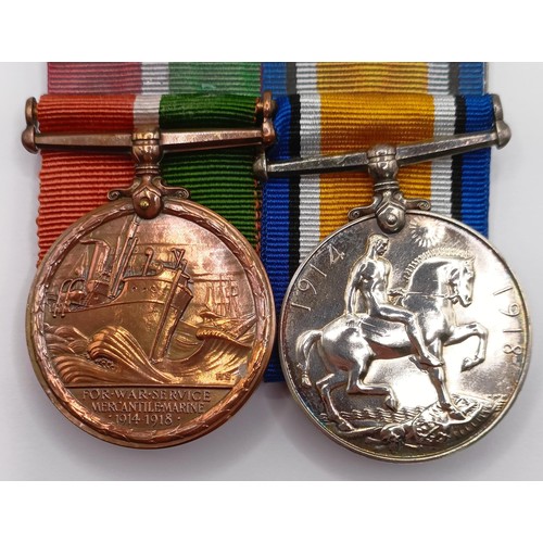 718 - A pair of medals, awarded to Horace E Iredale, comprising a British War Medal, and a Mercantile Mari... 