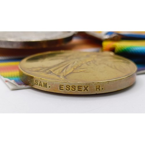 721 - A group of four medals, awarded to 5967 G F Rosam Essex Regiment, comprising a Queen's South Africa ... 