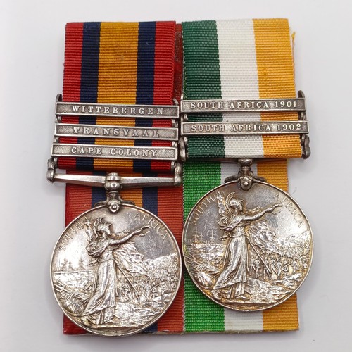 728 - A pair of medals, awarded to 5827 Pte W Baker 2nd E Yorkshire Regiment, comprising a Queen's South A... 