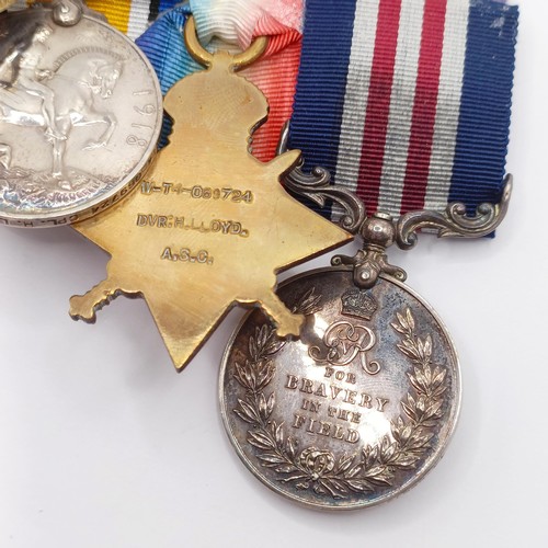 730 - A group of four medals, awarded to T4-069724 Cpl H Lloyd, 332/Coy ASC, and a 1914-15 Star Trio  Prov... 