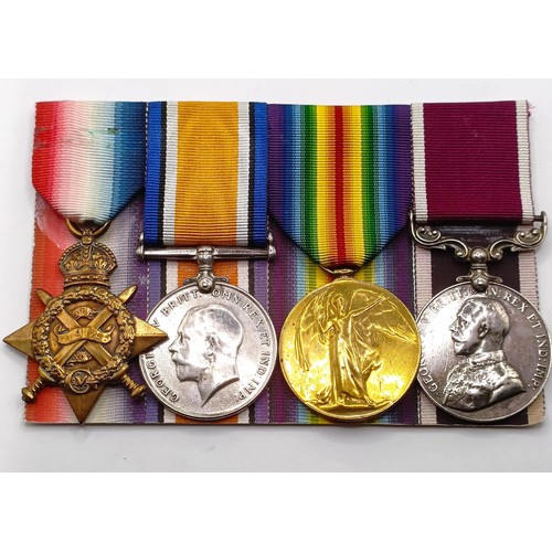 735 - A group of four medals, awarded to 51056 Dvr F Prole RFA, comprising a 1914 Star Trio (worn with pri... 