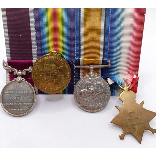 736 - A group of four medals, awarded to 2410 Tpr J Look 1/Life Guards, comprising a 1914 Star Trio, with ... 