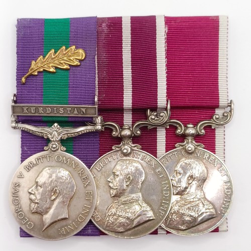 738 - A group of three medals, awarded to 7245584 S Sjt R J Tilby RAMC, comprising a General Service Medal... 