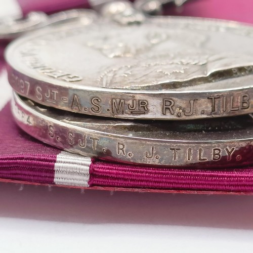 738 - A group of three medals, awarded to 7245584 S Sjt R J Tilby RAMC, comprising a General Service Medal... 