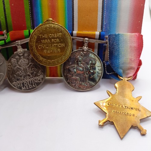 739 - A group of six medals, awarded to Lieutenant F A Trumper Hereford Regiment, comprising a 1914-15 Sta... 