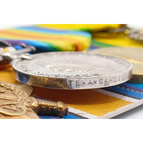 741 - A group of four medals, awarded to 3087 Pte A Gardiner The Queen's Regiment, comprising a 1914-15 St... 