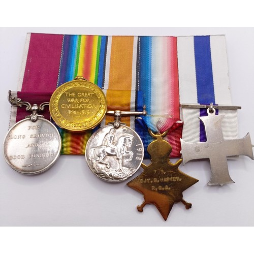 743 - A group of five medals, awarded to 768 Sjt S Maskey RGA, comprising a Military Cross, a 1914-15 Star... 