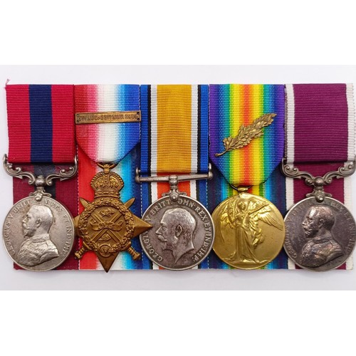 744 - A group of five medals, awarded to 53481 Cpl W H Ward 25/Bde RFA, comprising a Distinguished Conduct... 