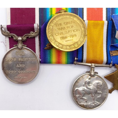 744 - A group of five medals, awarded to 53481 Cpl W H Ward 25/Bde RFA, comprising a Distinguished Conduct... 