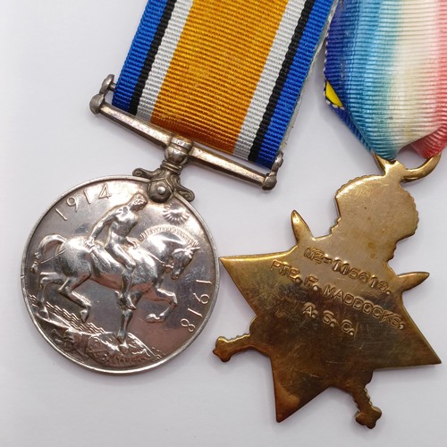 747 - A 1914-15 Star Trio, awarded to M2-115618 Pte F Maddocks ASC Provenance:  From a lifetime of medal c... 