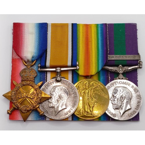 748 - A replacement group of four medals, issued to 1293 Pte J Malloy W York R, comprising a 1914-15 Star ... 