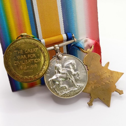 757 - A 1914-15 Star Trio, awarded to K 10320 A E Warrey Sto 1 RN Provenance:  From a lifetime of medal co... 