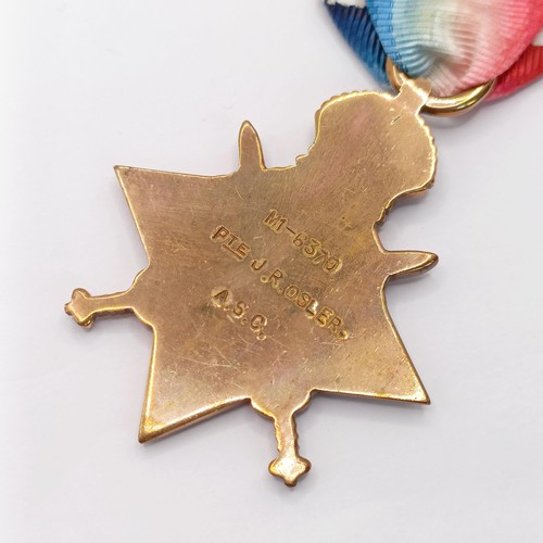 767 - A 1914-15 Star Trio with Mons bar, awarded to M1-6370 Pte J R Osler ASC  Provenance:  From a lifetim... 