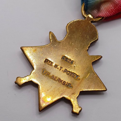 771 - A 1914-15 Star Trio, with Mons Bar, awarded to 6624 Pte W T Povey 1/R Berks R  Provenance:  From a l... 