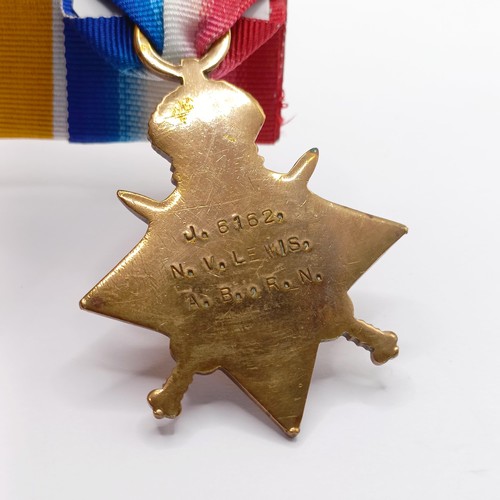 787 - A 1914-15 Star Trio, awarded to J.6162 N V Lewis AB RN (worn with pride)  Provenance:  From a lifeti... 