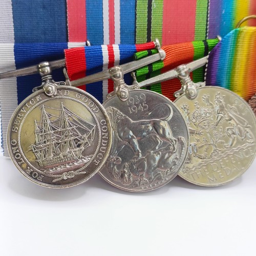 788 - A group of six medals, awarded to PO 15591 Pte G H Harvey RMLI, comprising a 1914-15 Star Trio (MID)... 