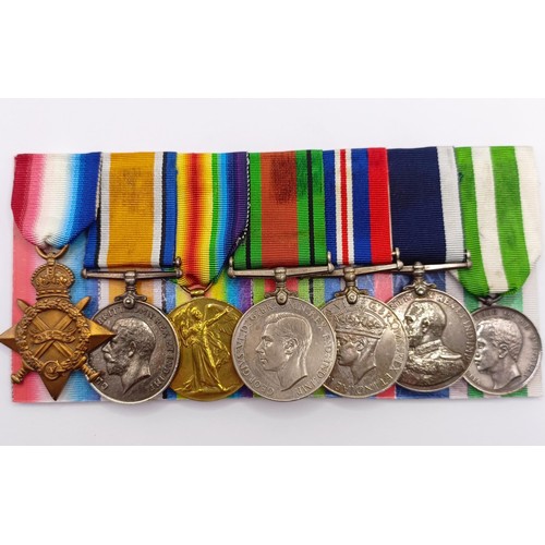 798 - A group of seven medals, awarded to RMB 97 Mus S Jones, comprising a 1914-15 Star Trio, a Defence Me... 