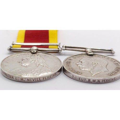 805 - A pair of medals, comprising a China War Medal 1900, with Relief Of Pekin (Interpreter B M Nevill Pe... 