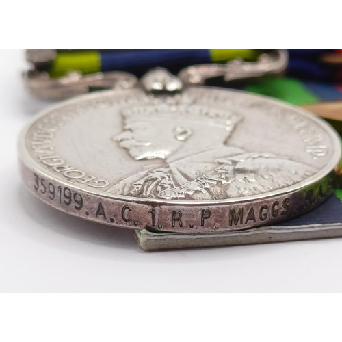 806 - A group of seven medals, awarded to 359199 AC1 R P Maggs RAF, comprising an India General Service Me... 