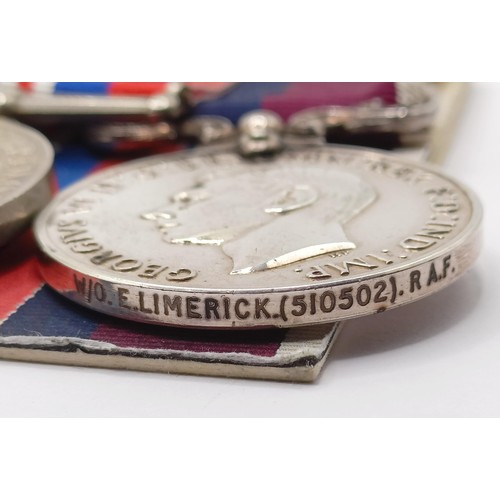 807 - A group of seven medals, awarded to W/O E Limerick (510502) RAF, comprising a 1939-1945 Star, an Afr... 