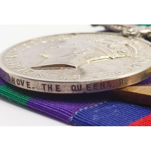 812 - A group of five medals, awarded to 6088526 Pte J Shove, The Queen's R, comprising a General Service ... 