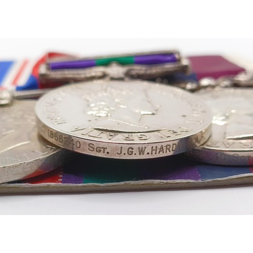 815 - A group of six medals, awarded to 1866240 Sjt J G W Hardy RAF, comprising a 1939-1945 Star, a France... 