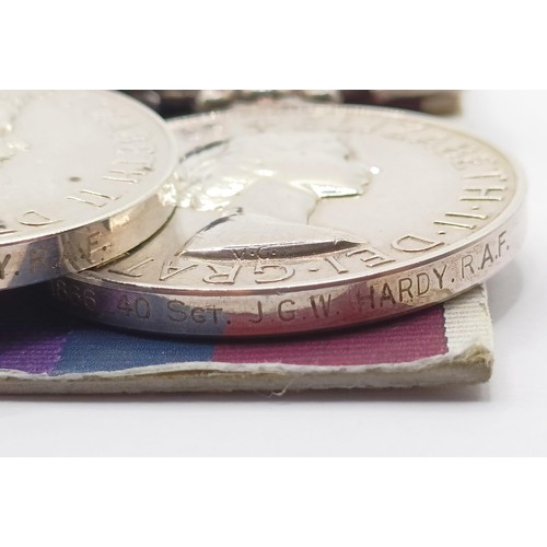 815 - A group of six medals, awarded to 1866240 Sjt J G W Hardy RAF, comprising a 1939-1945 Star, a France... 