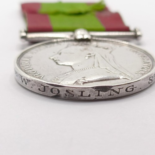 825 - An Afghanistan Medal, awarded to 1767 Pte W Josling 8th Hussars Provenance:  From a lifetime of meda... 