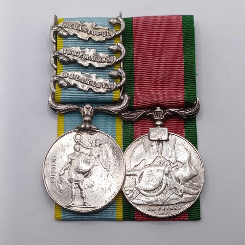 826 - A pair of medals, awarded to Stephenson, comprising a Crimea Medal, with Balaklava Inkermann and Seb... 