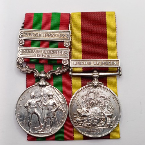 834 - A pair of medals, awarded to 93091 Dvr J/F (?) Petty, 57 Fd Bn RA, comprising an India Medal with Pu... 