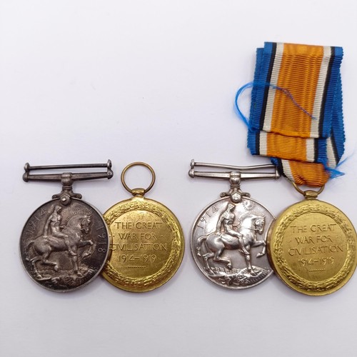 845 - A British War Medal and Victory Medal pair, awarded to 4089 Sjt J S G Wallis 12-Lond R, and another ... 