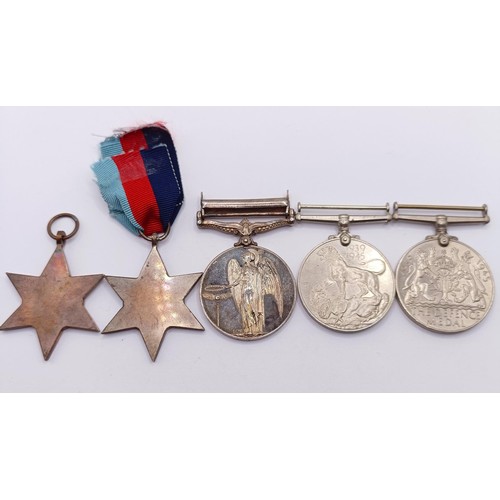 853 - A group of five medals, awarded to 14494315 Rfn A J Jenner KRRC, comprising a 1939-1945 Star, a Fran... 