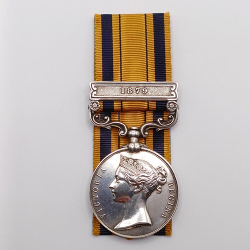 865 - A South Africa Medal, with 1879 bar, (privately named) to No 1118 Pte W Niblett Army Service Corps  ... 