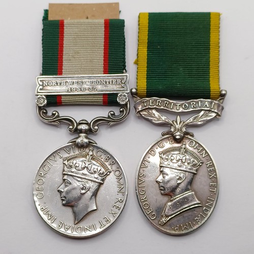 877 - A Territorial Efficiency Medal, awarded to 6757942 WO CL3 EA Morgan Queen's and an India General Ser... 