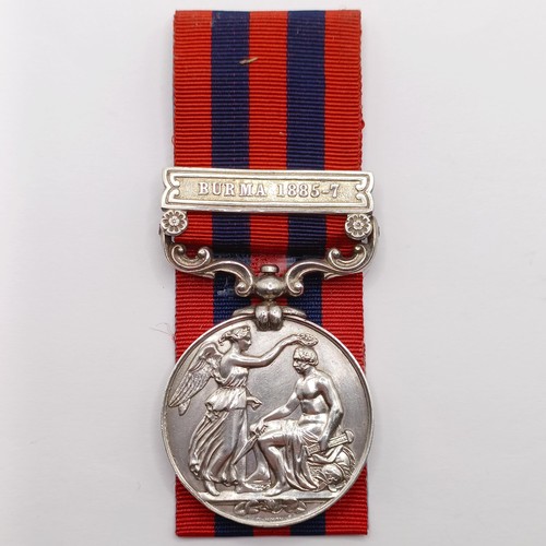 882 - An India General Service Medal, with Burma 1885-7 bar, awarded to 24350 Gunner J/F (?) West No 5 By ... 