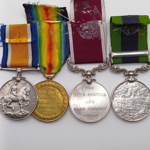 907 - A group of four medals, awarded to 70641 Pte J Gumble 1 PW Vols, comprising a British War Medal and ... 