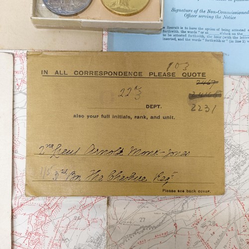 914 - A British War Medal and Victory Medal pair, awarded to 2 Lieut A Monk-Jones, with boxes of issue and... 